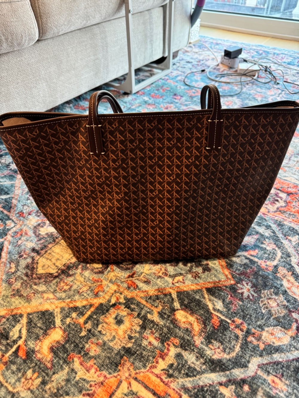 Tory Burch Brown Monogram Ever Ready Zip Tote - Excellent Condition